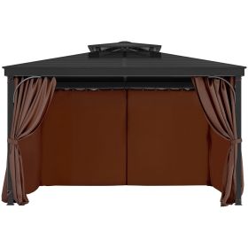 Gazebo Privacy Curtain 10' x 10' x 6.9' Waterproof Gazebo Curtains Coffee