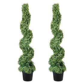 VEVOR 2 pcs. Artificial Boxwood Tower Topiary Spiral Artificial Plant 122cm high Decorative Plant Green Plastic PE Iron Topiary Plants incl. 10 p