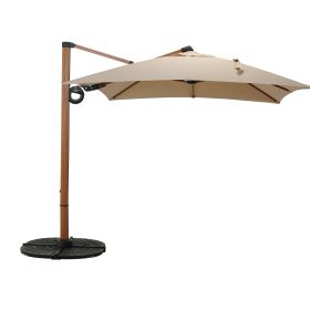 10FT Patio Umbrella, Aluminum Cantilever Umbrella with Canopy (Color: Champagne)