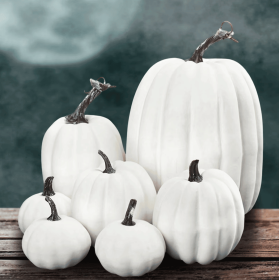 Fake Foam Pumpkins for Halloween decorations Realistic Artificial Pumpkin Ornaments set for Festival Party Decor (Color: White)